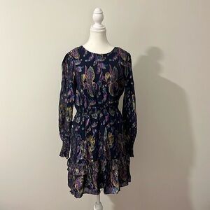 Lilly Pulitzer, long sleeve, navy blue, shiny multicolored dress Mettalic
